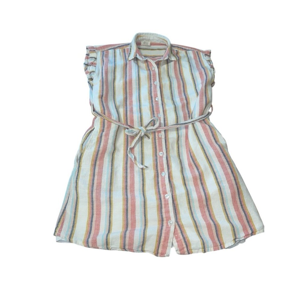 HARPER HERITAGE BY FRANCESCA'S Women's Small Collared Button Front Striped Dress